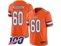 #60 Limited Connor McGovern Orange Football Men's Jersey Denver Broncos Rush Vapor Untouchable 100th Season