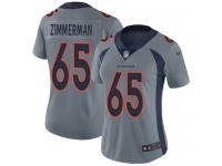 #65 Limited Gary Zimmerman Silver Football Women's Jersey Denver Broncos Inverted Legend