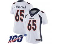 #65 Limited Gary Zimmerman White Football Road Women's Jersey Denver Broncos Vapor Untouchable 100th Season