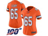 #65 Limited Ronald Leary Orange Football Women's Jersey Denver Broncos Rush Vapor Untouchable 100th Season