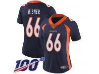 #66 Limited Dalton Risner Navy Blue Football Alternate Women's Jersey Denver Broncos Vapor Untouchable 100th Season