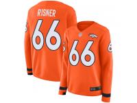 #66 Limited Dalton Risner Orange Football Women's Jersey Denver Broncos Therma Long Sleeve