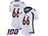 #66 Limited Dalton Risner White Football Road Women's Jersey Denver Broncos Vapor Untouchable 100th Season