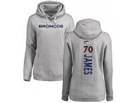 #70 Ja'Wuan James Ash Football Backer Women's Denver Broncos Pullover Hoodie