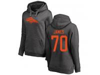 #70 Ja'Wuan James Ash Football One Color Women's Denver Broncos Pullover Hoodie