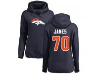 #70 Ja'Wuan James Navy Blue Football Name & Number Logo Women's Denver Broncos Pullover Hoodie