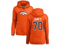 #70 Ja'Wuan James Orange Football Name & Number Logo Women's Denver Broncos Pullover Hoodie