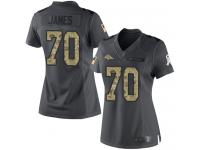 #70 Limited Ja'Wuan James Black Football Women's Jersey Denver Broncos 2016 Salute to Service