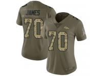 #70 Limited Ja'Wuan James Olive Camo Football Women's Jersey Denver Broncos 2017 Salute to Service