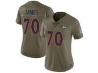 #70 Limited Ja'Wuan James Olive Football Women's Jersey Denver Broncos 2017 Salute to Service