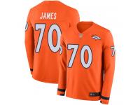 #70 Limited Ja'Wuan James Orange Football Men's Jersey Denver Broncos Therma Long Sleeve