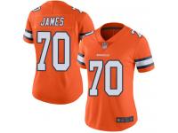 #70 Limited Ja'Wuan James Orange Football Women's Jersey Denver Broncos Rush Vapor Untouchable