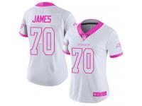 #70 Limited Ja'Wuan James White Pink Football Women's Jersey Denver Broncos Rush Fashion