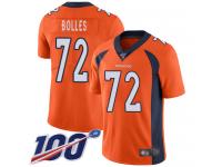 #72 Limited Garett Bolles Orange Football Home Youth Jersey Denver Broncos Vapor Untouchable 100th Season