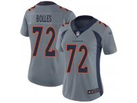 #72 Limited Garett Bolles Silver Football Women's Jersey Denver Broncos Inverted Legend