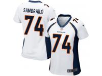 #74 Ty Sambrailo Denver Broncos Road Jersey _ Nike Women's White NFL Game