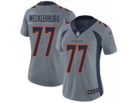 #77 Limited Karl Mecklenburg Silver Football Women's Jersey Denver Broncos Inverted Legend