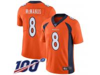 #8 Limited Brandon McManus Orange Football Home Youth Jersey Denver Broncos Vapor Untouchable 100th Season