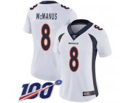 #8 Limited Brandon McManus White Football Road Women's Jersey Denver Broncos Vapor Untouchable 100th Season