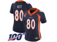 #80 Limited Jake Butt Navy Blue Football Alternate Women's Jersey Denver Broncos Vapor Untouchable 100th Season