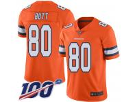 #80 Limited Jake Butt Orange Football Men's Jersey Denver Broncos Rush Vapor Untouchable 100th Season