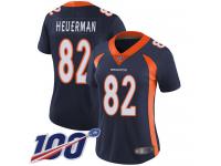 #82 Limited Jeff Heuerman Navy Blue Football Alternate Women's Jersey Denver Broncos Vapor Untouchable 100th Season