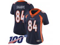 #84 Limited Shannon Sharpe Navy Blue Football Alternate Women's Jersey Denver Broncos Vapor Untouchable 100th Season