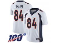 #84 Limited Shannon Sharpe White Football Road Men's Jersey Denver Broncos Vapor Untouchable 100th Season