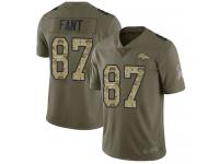 #87 Limited Noah Fant Olive Camo Football Men's Jersey Denver Broncos 2017 Salute to Service