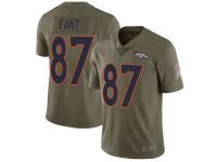 #87 Limited Noah Fant Olive Football Men's Jersey Denver Broncos 2017 Salute to Service