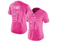 #87 Limited Noah Fant Pink Football Women's Jersey Denver Broncos Rush Fashion