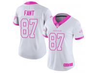 #87 Limited Noah Fant White Pink Football Women's Jersey Denver Broncos Rush Fashion