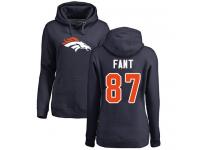 #87 Noah Fant Navy Blue Football Name & Number Logo Women's Denver Broncos Pullover Hoodie