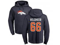 #93 Dre'Mont Jones Navy Blue Football Name & Number Logo Women's Denver Broncos Pullover Hoodie