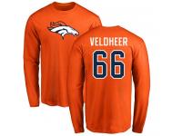 #93 Dre'Mont Jones Orange Football Name & Number Logo Women's Denver Broncos Long Sleeve T-Shirt