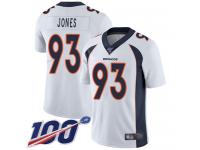 #93 Limited Dre'Mont Jones White Football Road Men's Jersey Denver Broncos Vapor Untouchable 100th Season