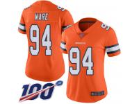 #94 Limited DeMarcus Ware Orange Football Women's Jersey Denver Broncos Rush Vapor Untouchable 100th Season