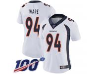 #94 Limited DeMarcus Ware White Football Road Women's Jersey Denver Broncos Vapor Untouchable 100th Season