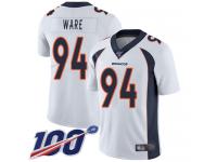 #94 Limited DeMarcus Ware White Football Road Youth Jersey Denver Broncos Vapor Untouchable 100th Season