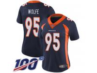 #95 Limited Derek Wolfe Navy Blue Football Alternate Women's Jersey Denver Broncos Vapor Untouchable 100th Season