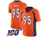 #95 Limited Derek Wolfe Orange Football Home Men's Jersey Denver Broncos Vapor Untouchable 100th Season