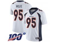 #95 Limited Derek Wolfe White Football Road Youth Jersey Denver Broncos Vapor Untouchable 100th Season