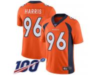 #96 Limited Shelby Harris Orange Football Home Youth Jersey Denver Broncos Vapor Untouchable 100th Season