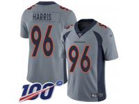 #96 Limited Shelby Harris Silver Football Youth Jersey Denver Broncos Inverted Legend 100th Season