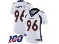 #96 Limited Shelby Harris White Football Road Women's Jersey Denver Broncos Vapor Untouchable 100th Season