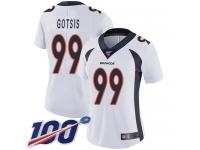 #99 Limited Adam Gotsis White Football Road Women's Jersey Denver Broncos Vapor Untouchable 100th Season