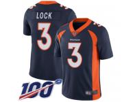 Broncos #3 Drew Lock Navy Blue Alternate Men's Stitched Football 100th Season Vapor Limited Jersey (1)