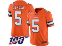 Broncos #5 Joe Flacco Orange Men's Stitched Football Limited Rush 100th Season Jersey