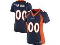 Denver Broncos Customized Women's Alternate Jersey - Navy Blue Nike NFL Limited