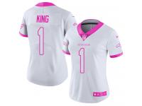 Denver Broncos Marquette King Women's Limited White Pink Nike Jersey - #1 NFL Rush Fashion